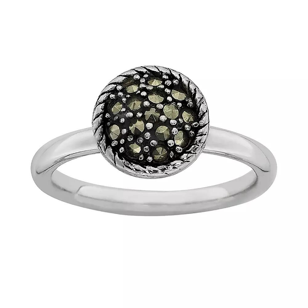Stacks & Stones Sterling Silver Marcasite Stack Ring, Women's, Size: 9, Black Product Image
