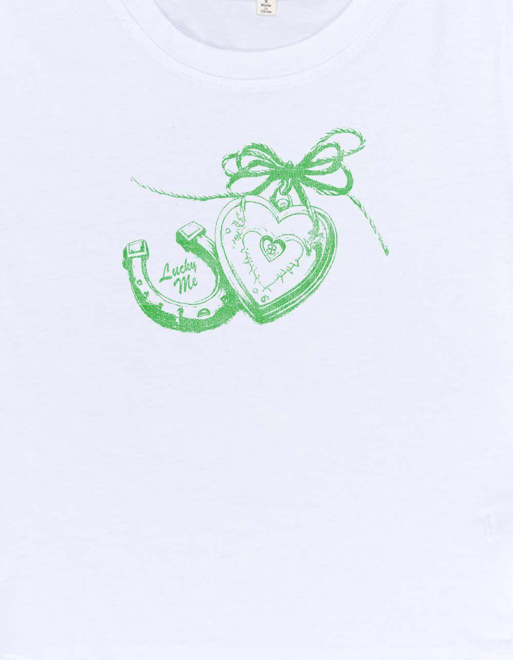 LOCKET Lucky Me Womens Baby Tee - WHITE Product Image
