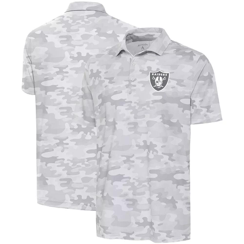 Men's Antigua White Las Vegas Raiders Anthracite Logo Collide Polo, Size: 3XL, Lvr White Product Image