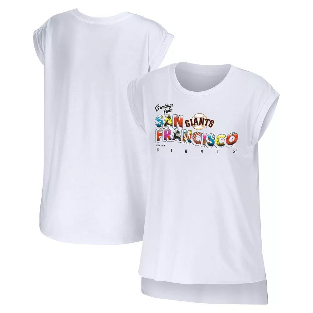 Women's WEAR by Erin Andrews White San Francisco Giants Greetings From T-Shirt, Size: Medium Product Image