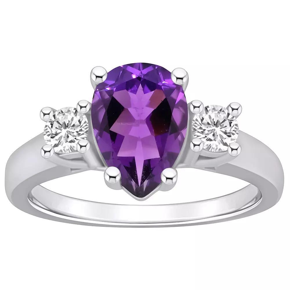 Alyson Layne 14k White Gold Pear Cut Amethyst & 1/3 Carat T.W. Diamond Ring, Women's, Size: 10, Purple Product Image