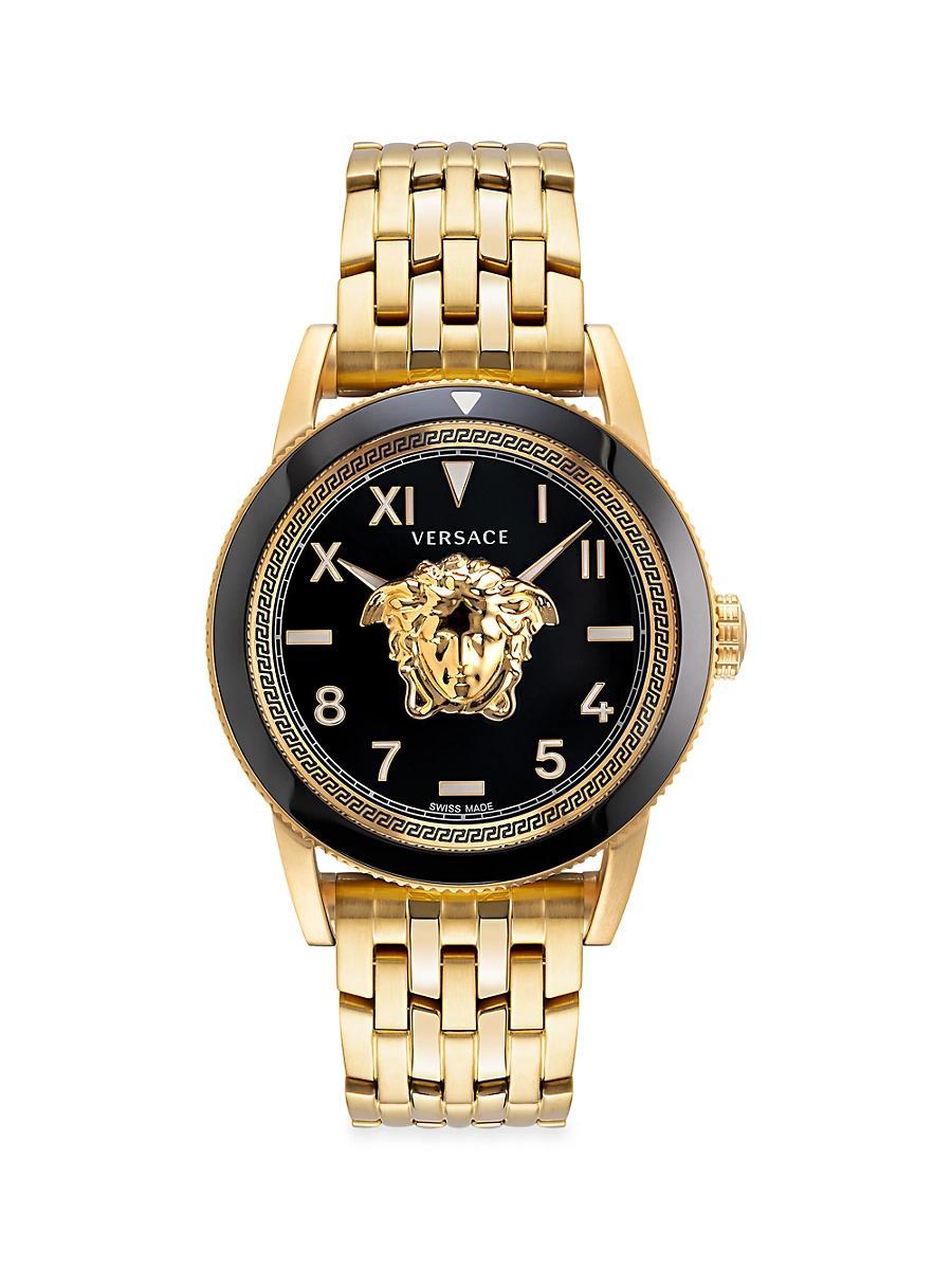 Mens Palazzo Goldtone Greca Bracelet Watch Product Image