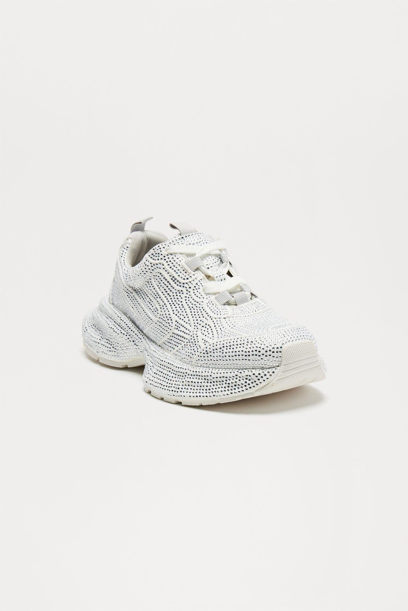 Amber Rhinestone Sneakers - White Product Image
