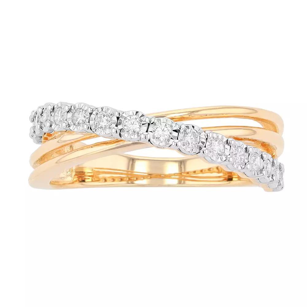 Diamond Brilliance 1/4 Carat T.W. Lab-Created Diamond Bypass Ring, Women's, Size: 6, Yellow Tone Product Image