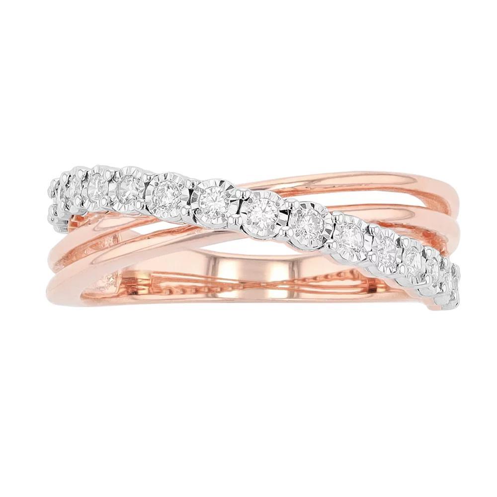 Diamond Brilliance 1/4 Carat T.W. Lab-Created Diamond Bypass Ring, Women's, Size: 7, Pink Tone Product Image