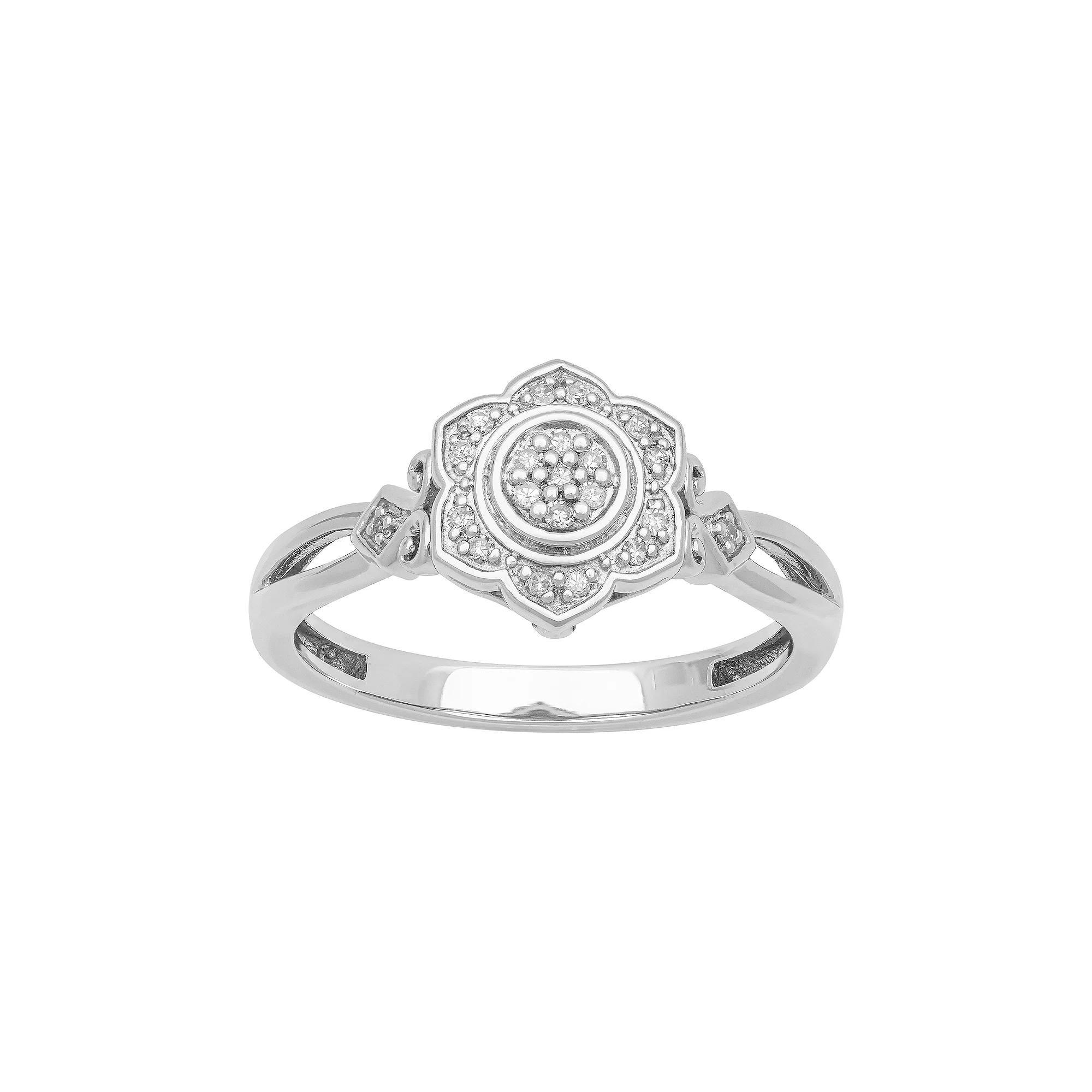 Love Always Sterling Silver Diamond Accent Floral Promise Ring, Women's, Size: 9 Product Image