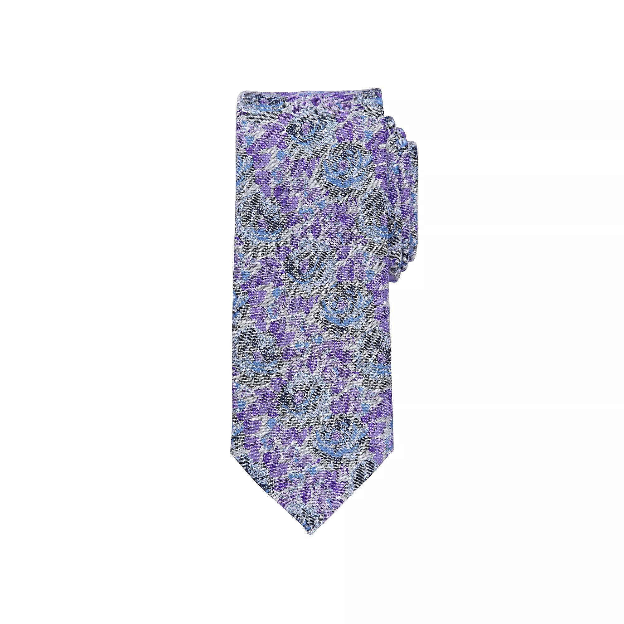Men's Bespoke Floral Skinny Tie, Blue Barrett Product Image