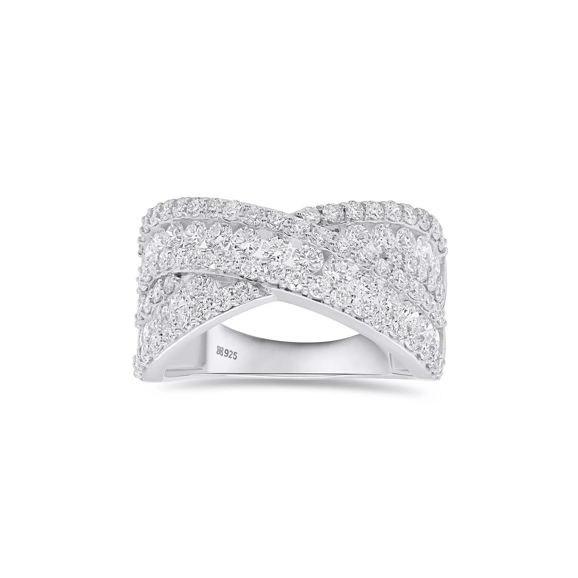 Ethique Sterling Silver 2 Carat T.W. Lab-Grown Diamond Crisscross Ring, Women's, Size: 7 Product Image