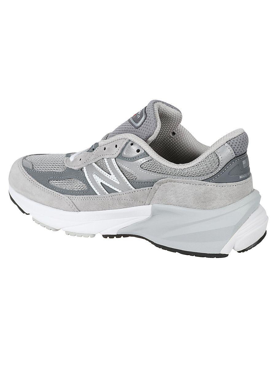 NEW BALANCE Grey Low Top Sneakers With Logo Detail In Suede And Tech Fabric Man Product Image