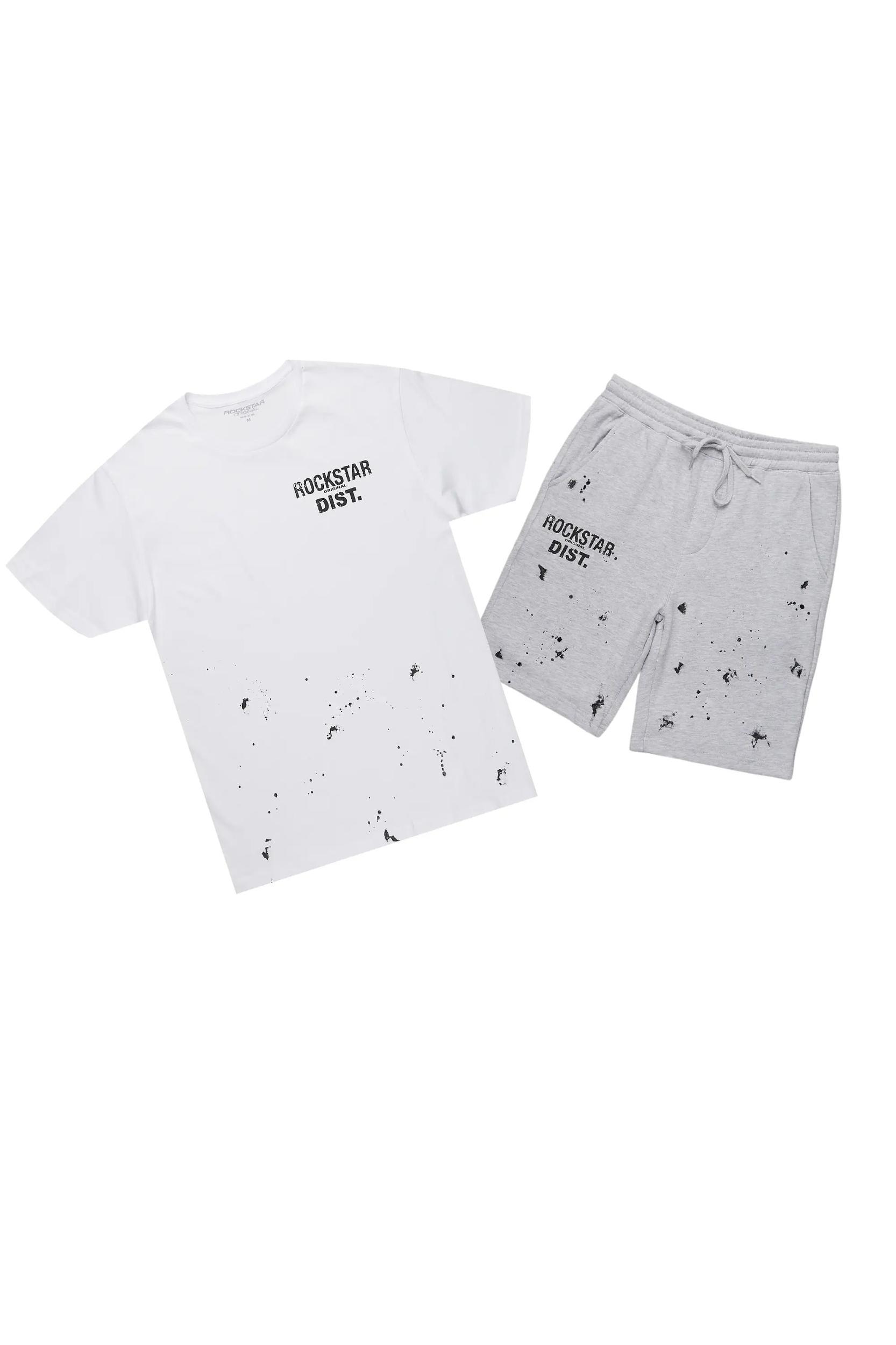 Lezaria White/Grey T-Shirt Short Set Female Product Image