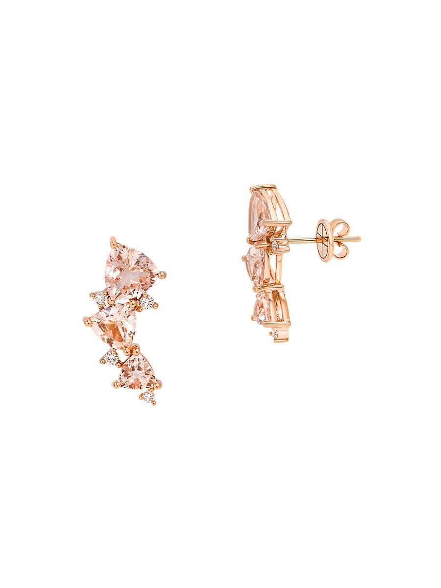 Womens Mirage 18K Rose Gold, Diamond & Morganite Crawler Earrings Product Image