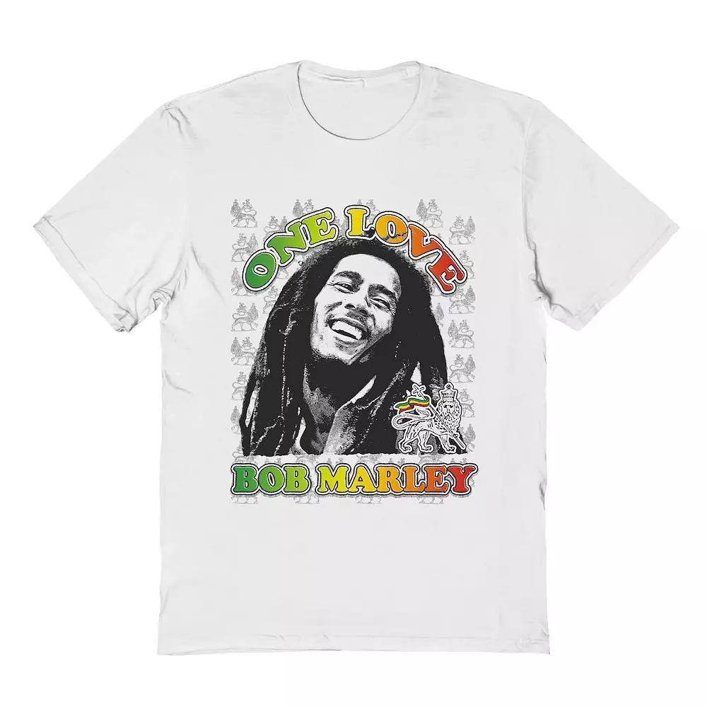 Men's Bob Marley One Love Texture Graphic Tee, Size: Small, White Product Image
