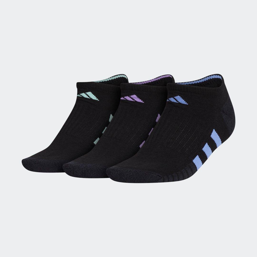Womens adidas Cushioned 3.0 3-Pack No Show Socks Black Blue Purple Product Image