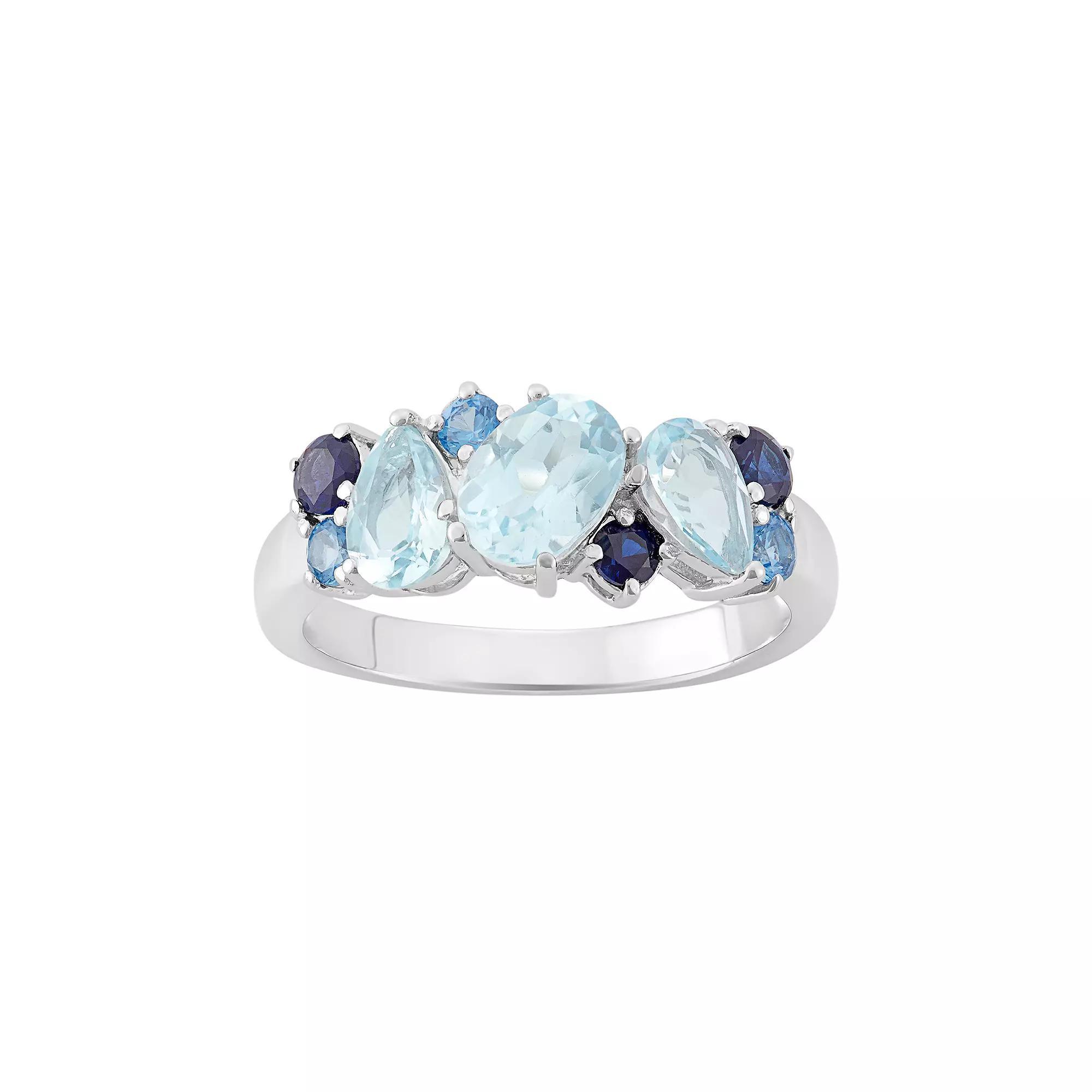 Blue Topaz Sterling Silver Cluster Ring, Women's, Size: 6, Multicolor Product Image