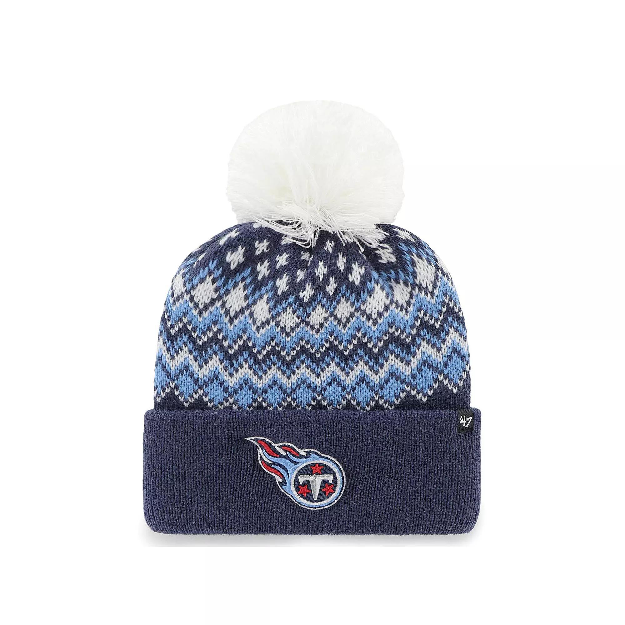 Womens 47 Tennessee Titans Elsa Cuffed Knit Hat with Pom, Blue Product Image