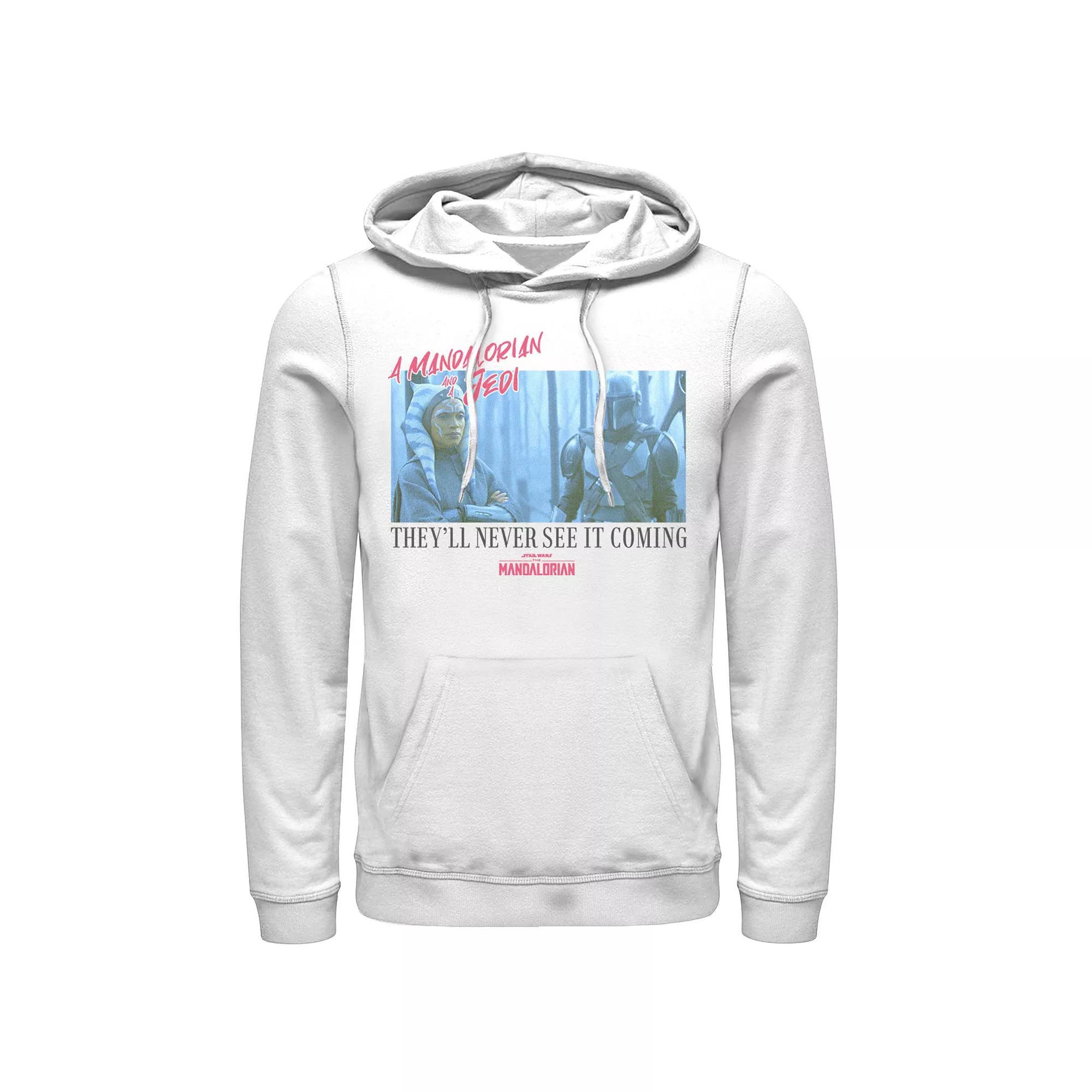 Men's Star Wars The Mandalorian They'll Never See It Cming Poster Hoodie, Size: Small, White Product Image