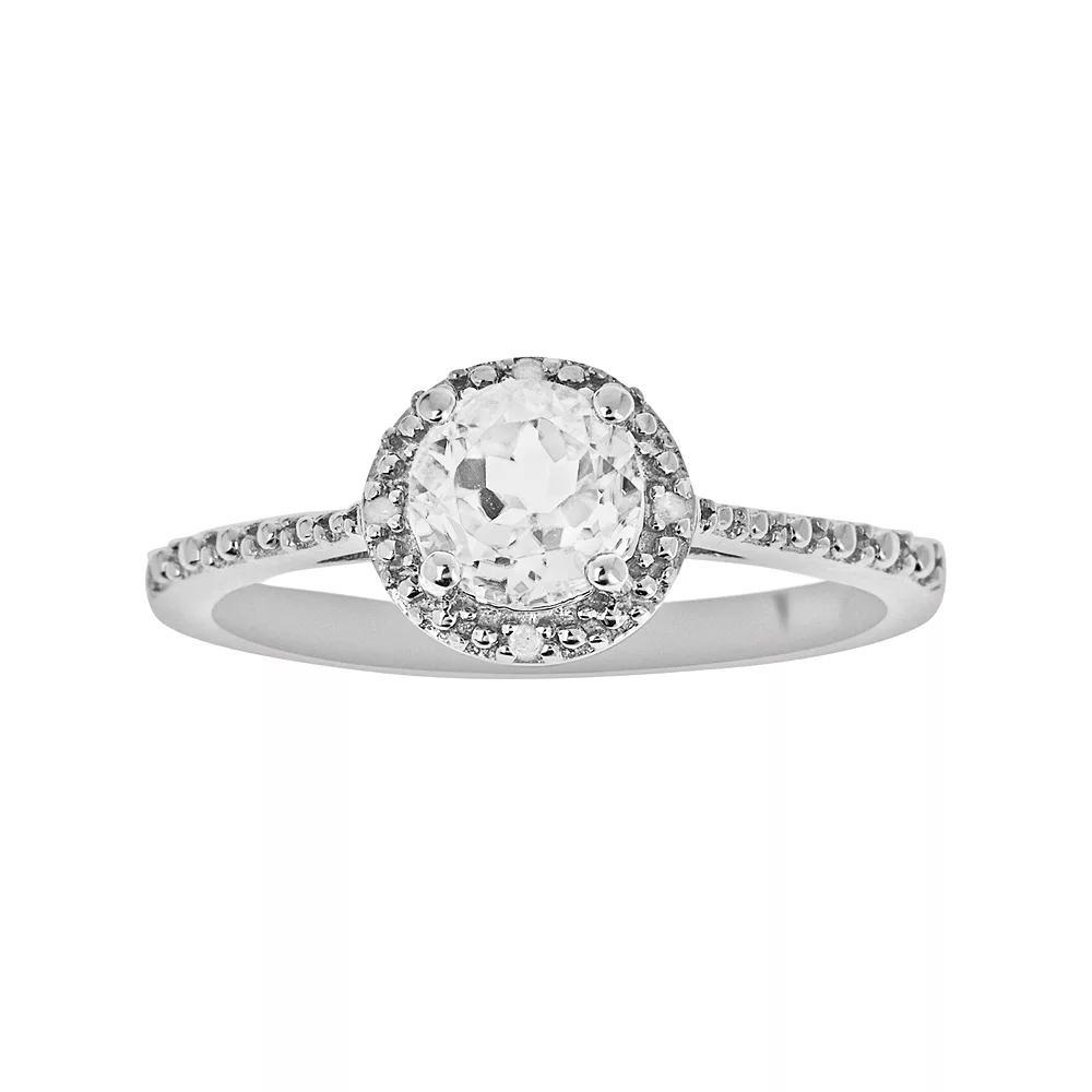 Celebration Gems Sterling Silver Blue Topaz and Diamond Accent Frame Ring, Women's, Size: 9 Product Image