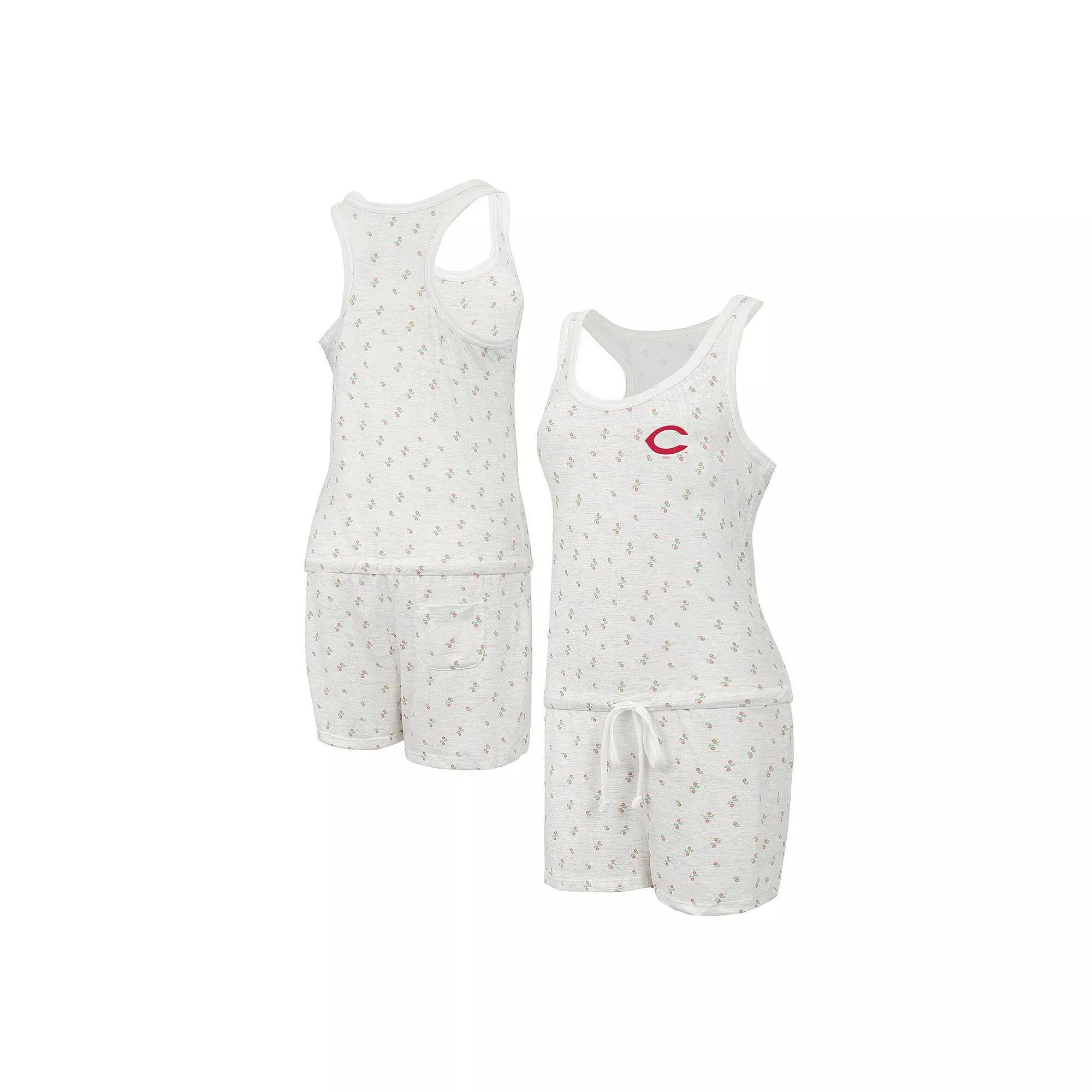 Women's Concepts Sport Cream Cincinnati Reds Gardner Hacci Knit Romper, Size: 2XL, Red Beige Product Image
