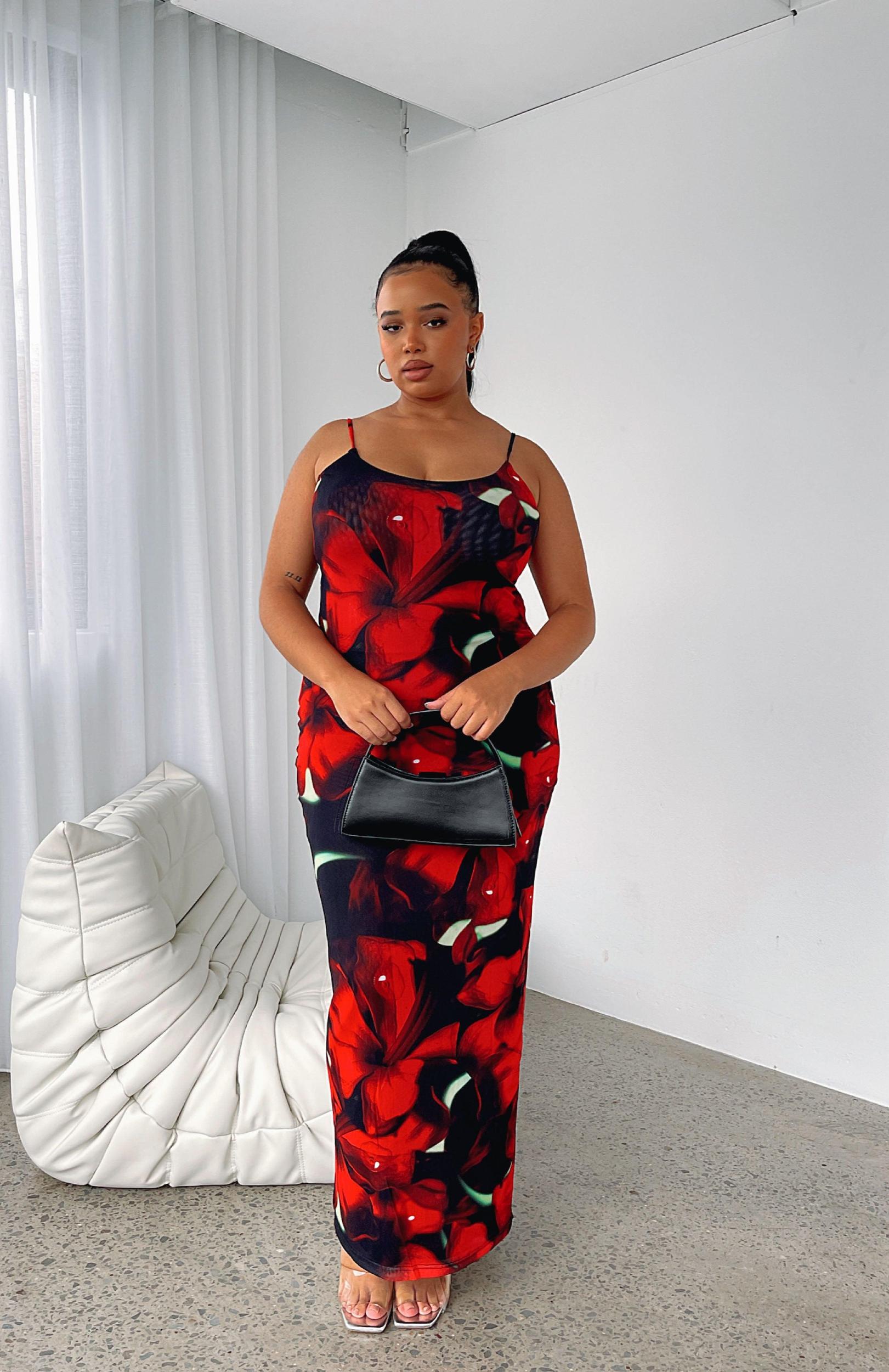 Same Heart Mesh Maxi Dress Red Hibiscus Product Image