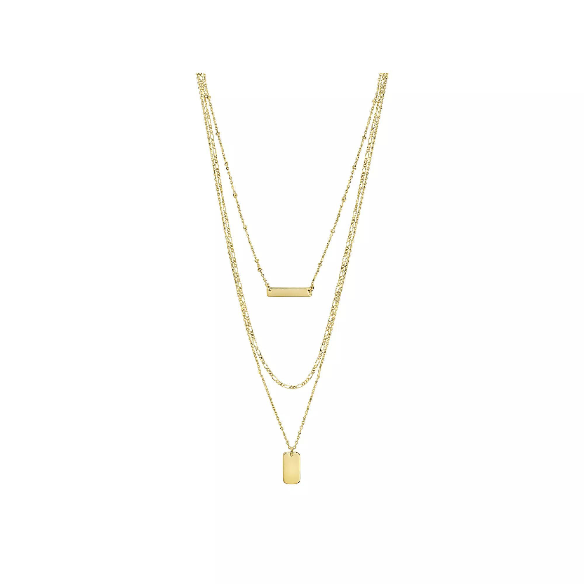 MC Collective Triple Layered Bar Necklace, Womens Gold Tone Product Image