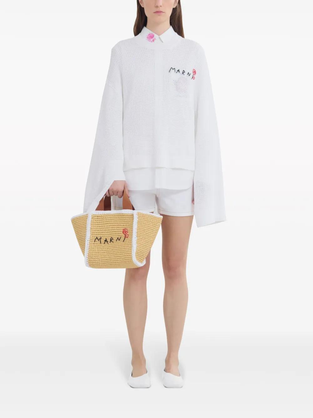 logo-embroidered woven tote bag Product Image