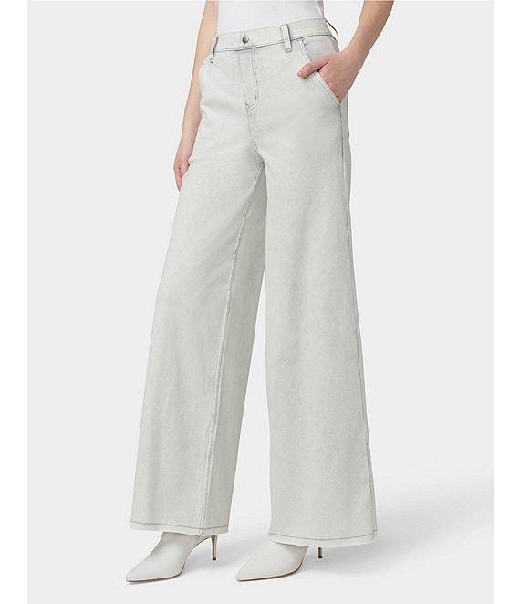 HUE Frayed Edge Wide Leg Denim Pants Product Image