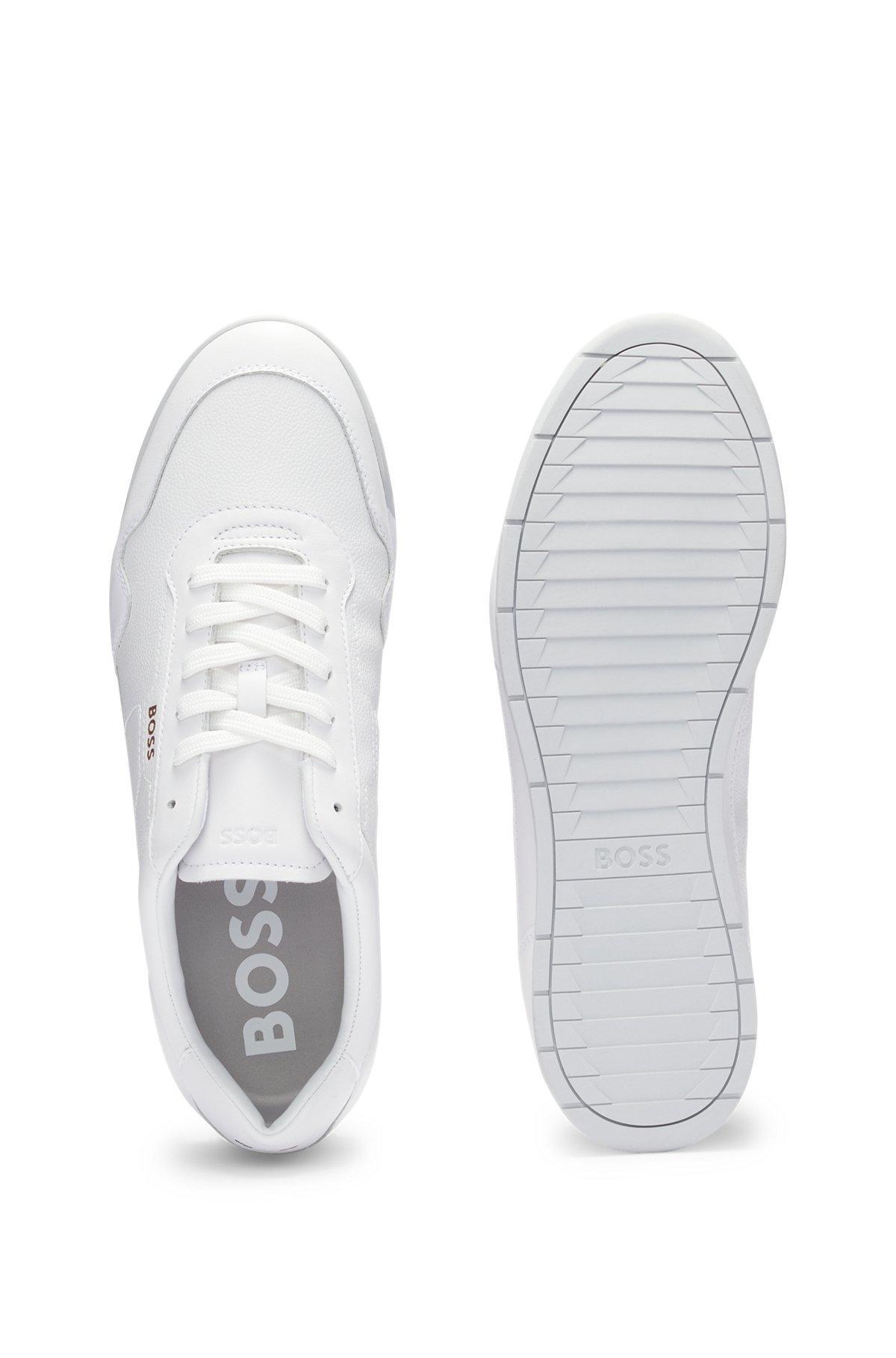 Faux-leather trainers with gold-tone branding Product Image