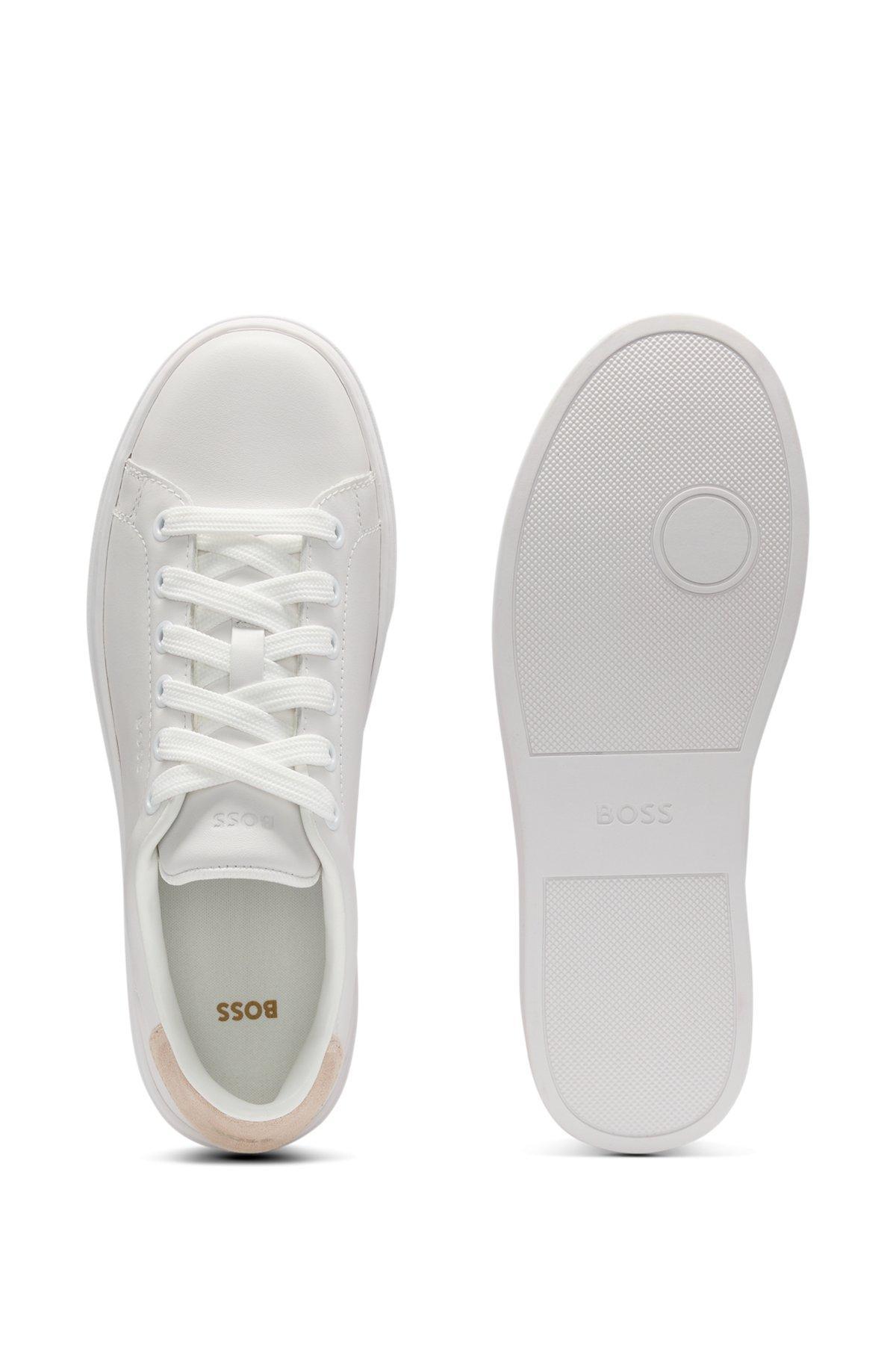 Leather trainers with suede backtab Product Image