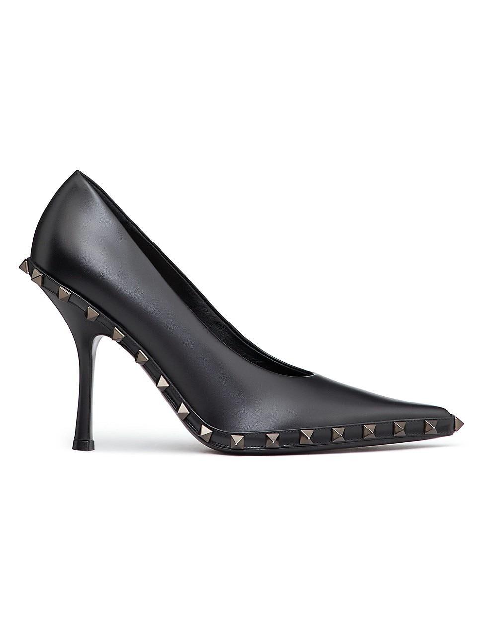 Rockstud Leather Stiletto Pumps Product Image