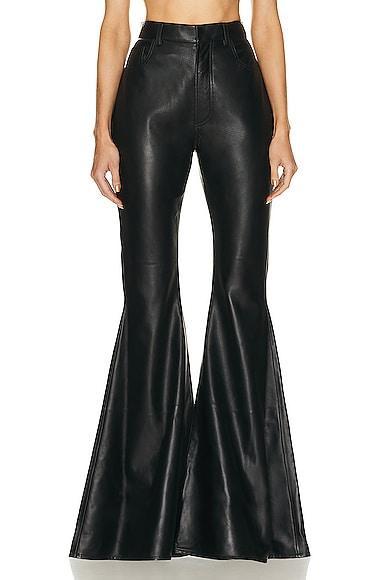 ALAÏA Flared Leather Pants In Noir Alaia Product Image