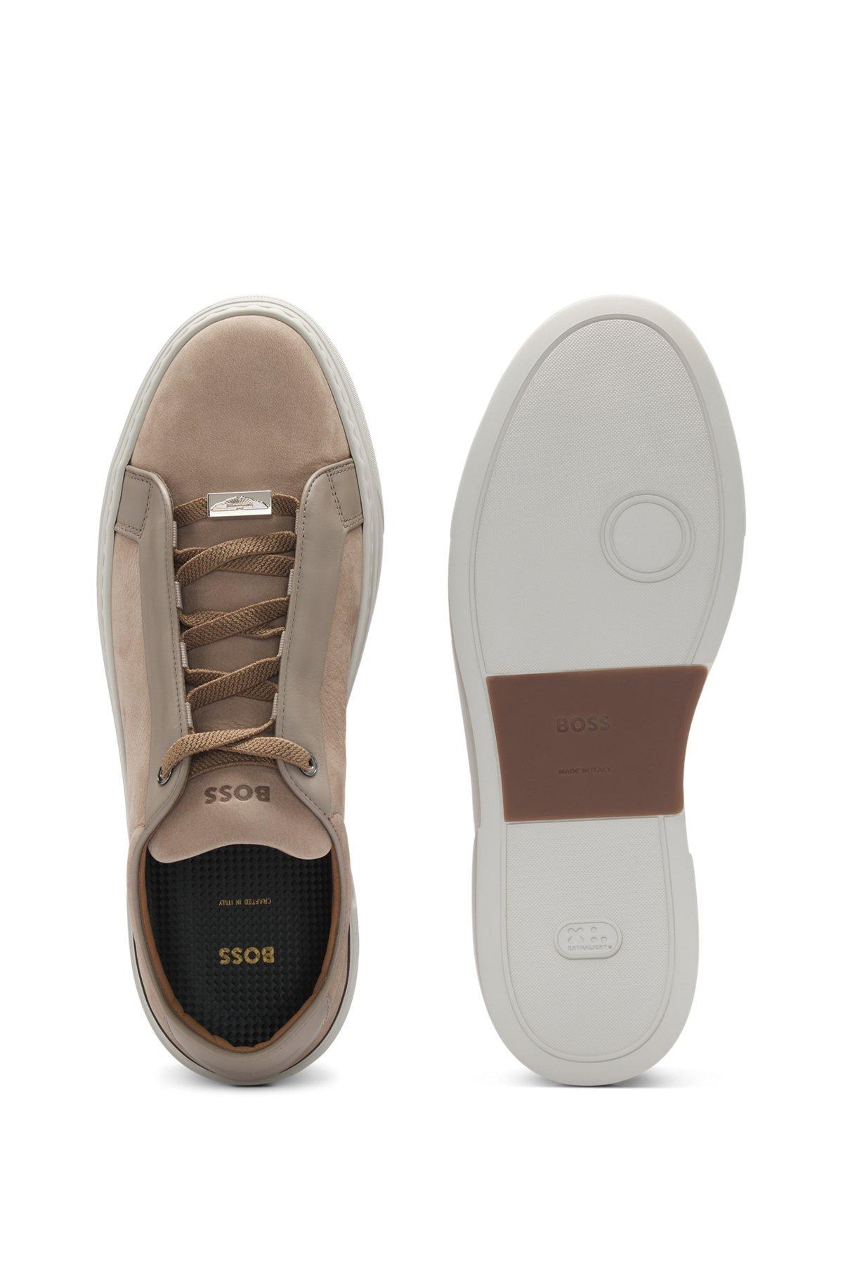 BOSS x ASTON MARTIN grained-leather trainers with hidden laces Product Image