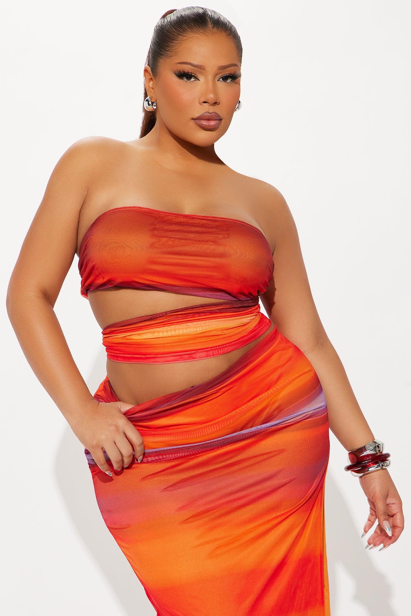 Horizon Heat Mesh Skirt Set - Orange/combo Product Image