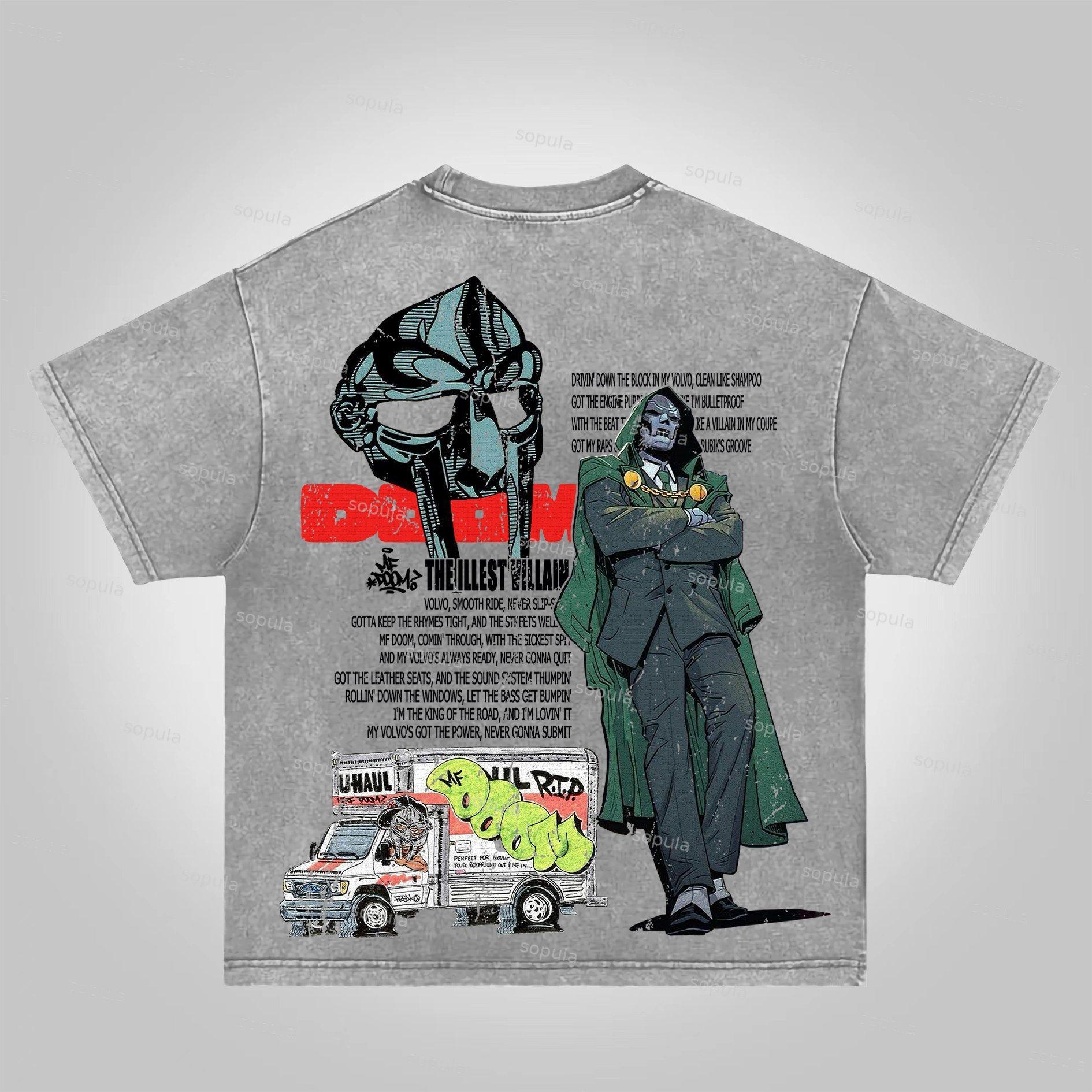 Sopula Vintage The Illest Villain Mf Doom Graphic Print Acid Washed T-Shirt Product Image