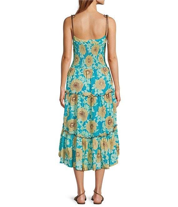 Free People Adriel Floral Print V-Neck Sleeveless Tiered Midi Dress Product Image
