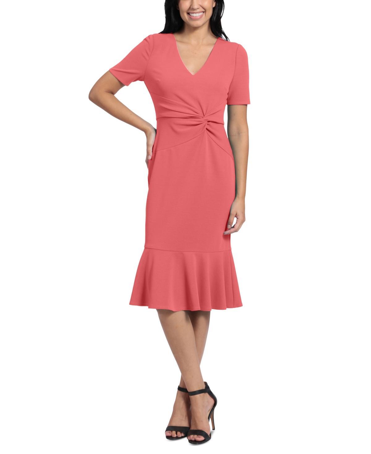Women's London Times Flounce Midi Twist Dress, Size: 10, Blue Atoll Product Image