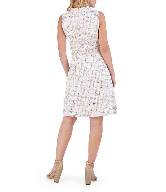 Eliza J Boucle Mock Neck Sleeveless Fringe Detail A-Line Mini Dress Product Image
