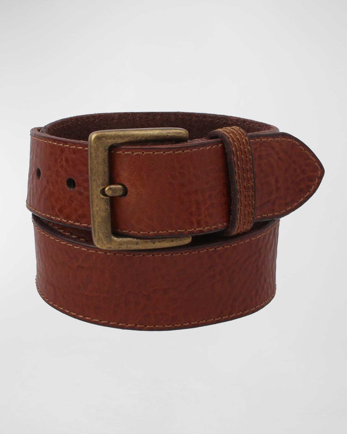 Mens Flat Panel Leather Belt Product Image