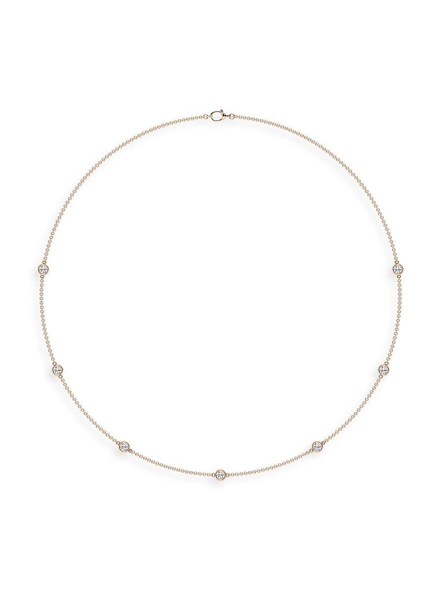 Womens 14K Rose Gold & Lab-Grown 7-Diamond Station Necklace/0.70-2.10 TCW Product Image
