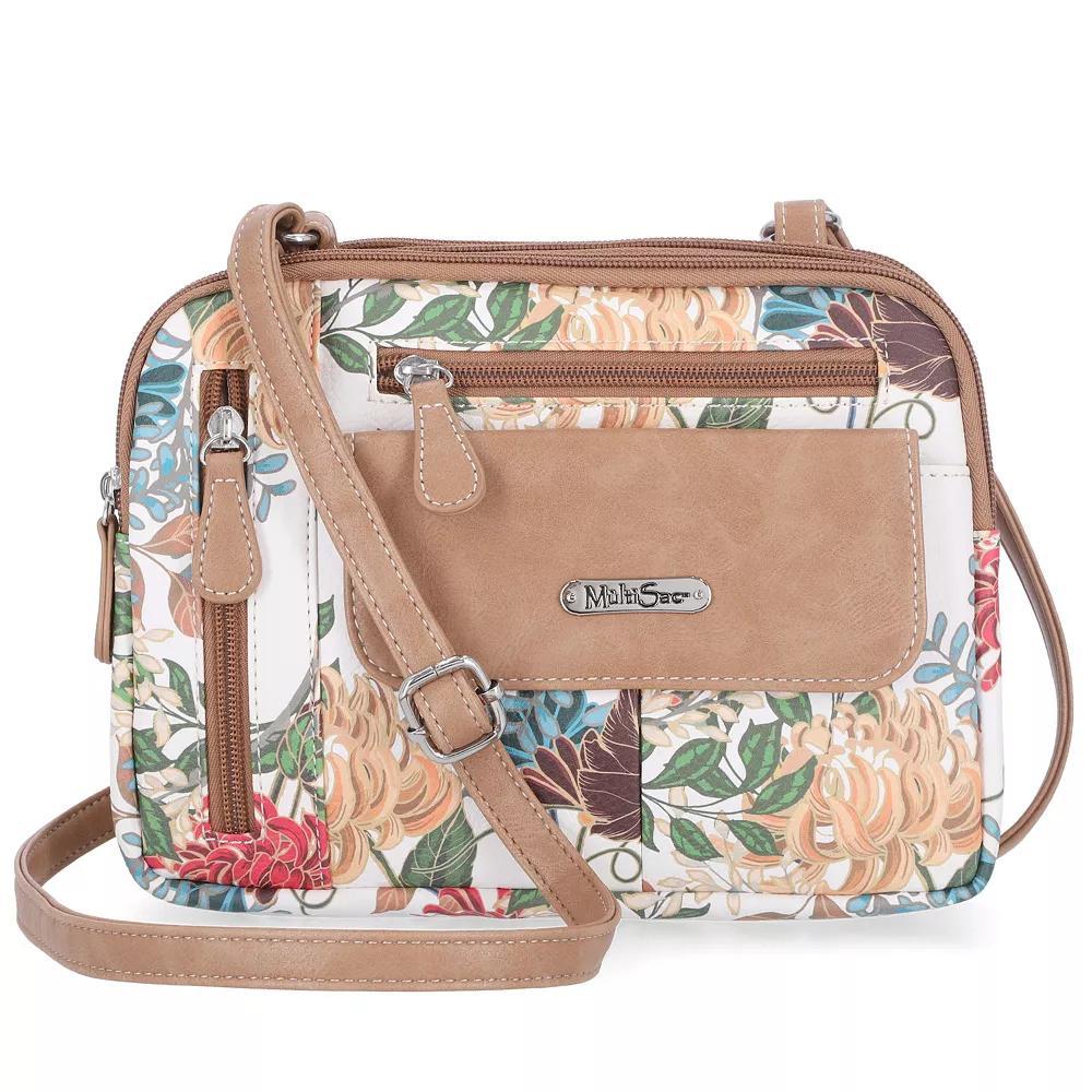 Women's MultiSac Zippy Crossbody Bag, White Elegance Flrl Product Image