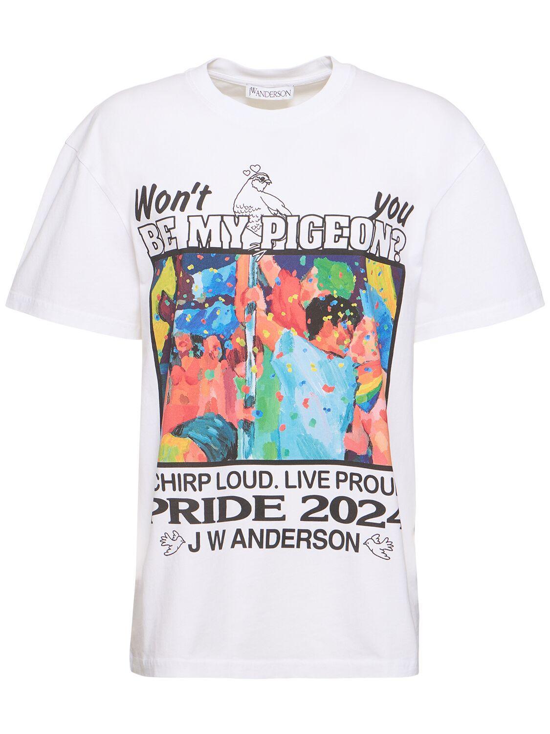 JW ANDERSON Graphic-print Organic-cotton T-shirt In White/multi Product Image