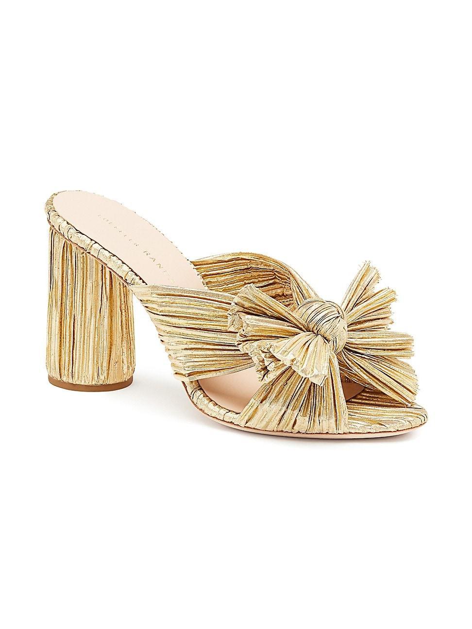 Penny Pleated Metallic Slide Sandals Product Image
