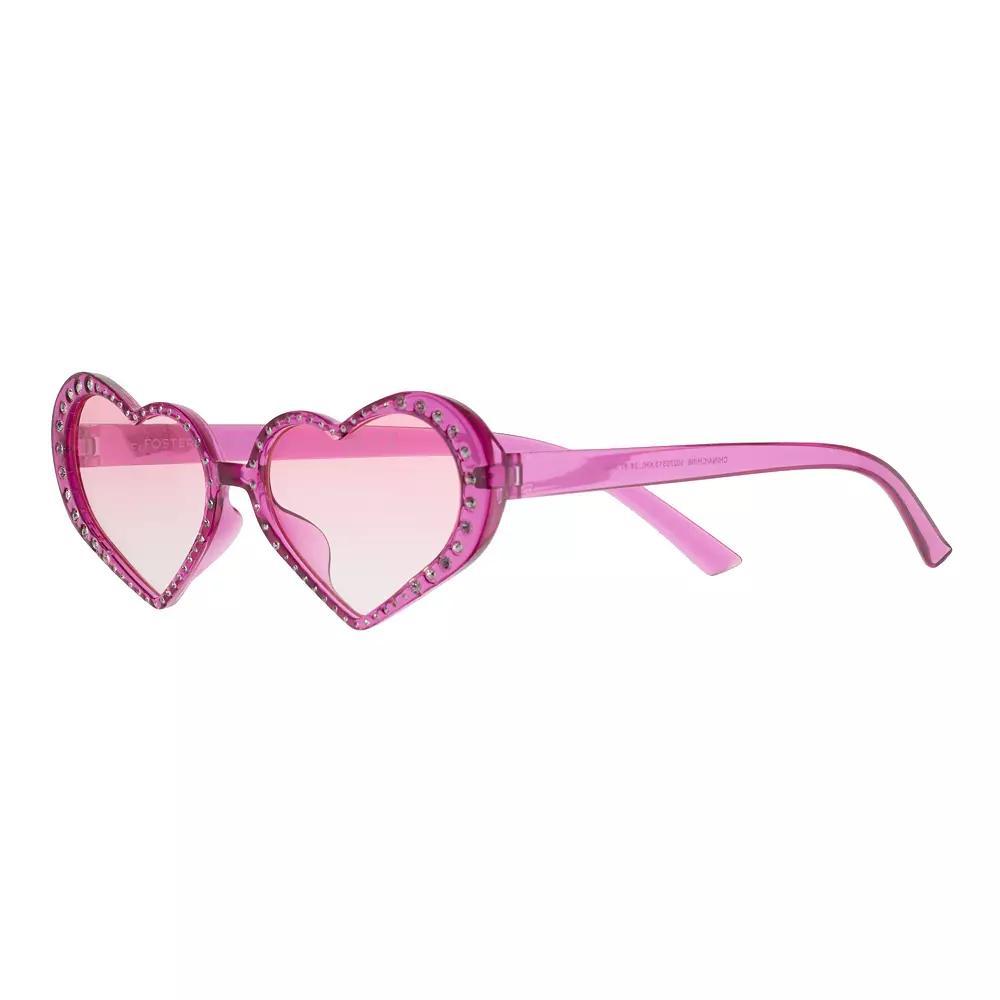 Womens Cali Blue Embellished Plastic Heart Sunglasses Product Image