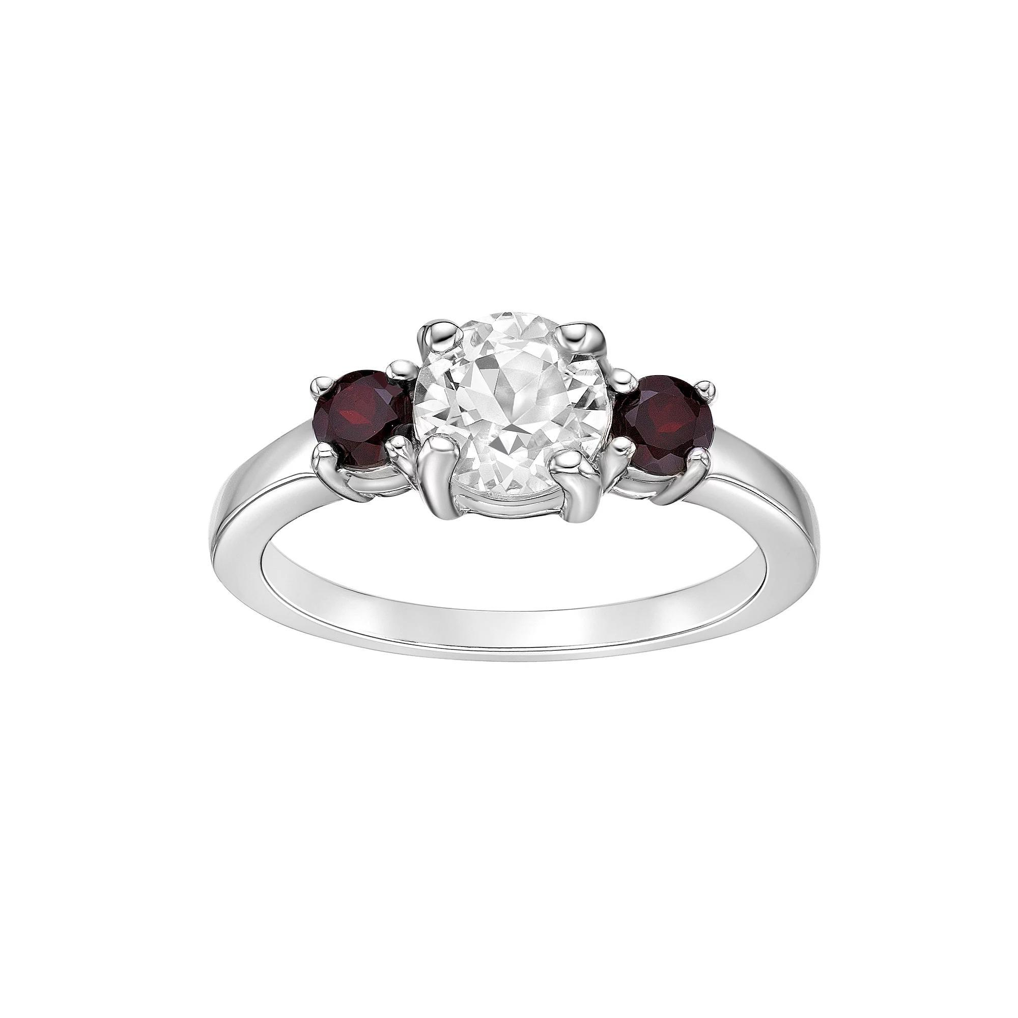 Gemminded Sterling Silver White Topaz & Gemstone Ring, Women's, Size: 7, Red Product Image