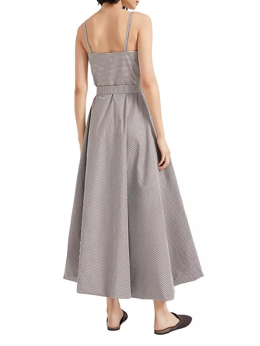 Multi Stripe Cotton Poplin Belted Bubble Hem Dress Product Image