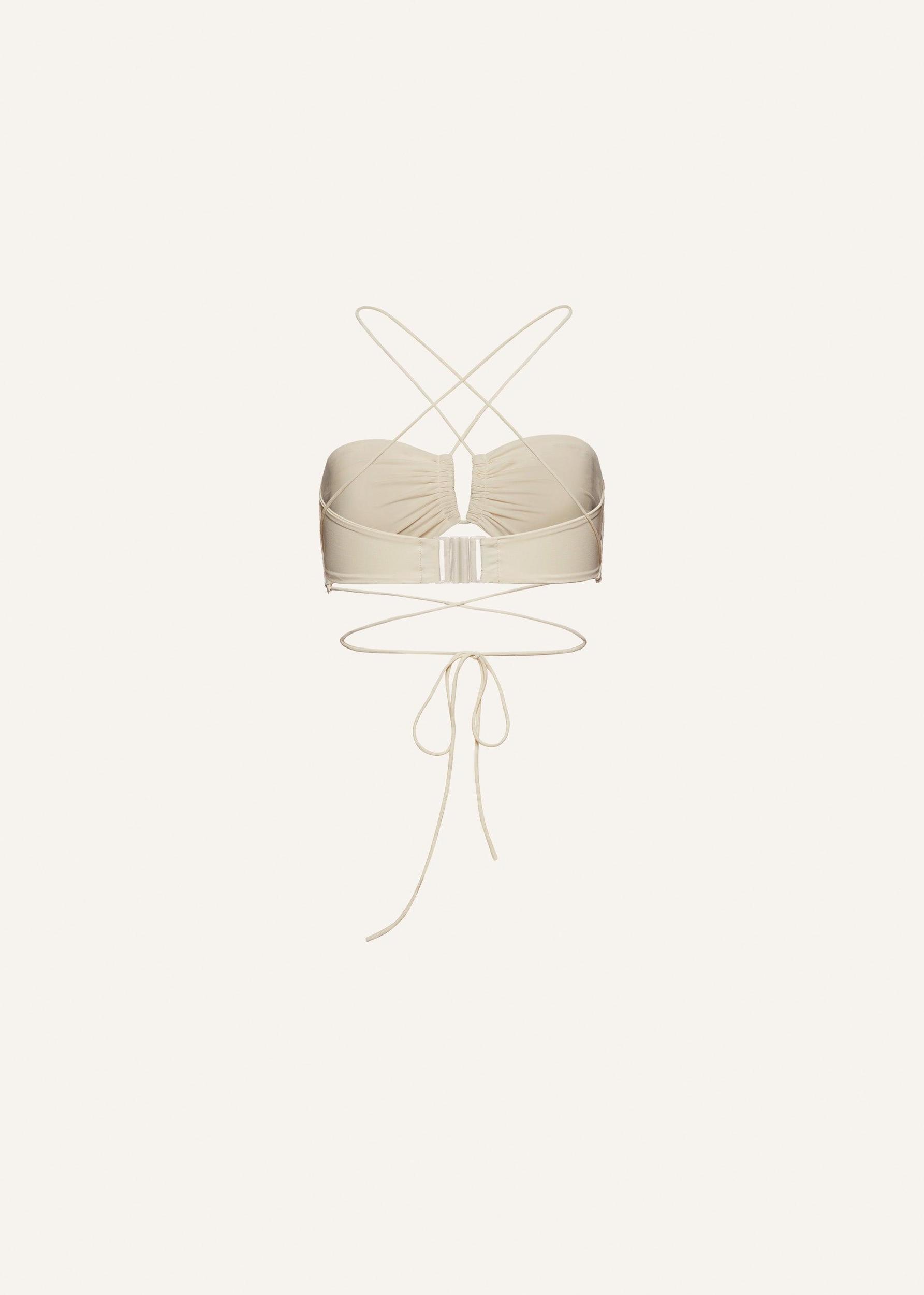 Crisscross bandeau top in cream Product Image