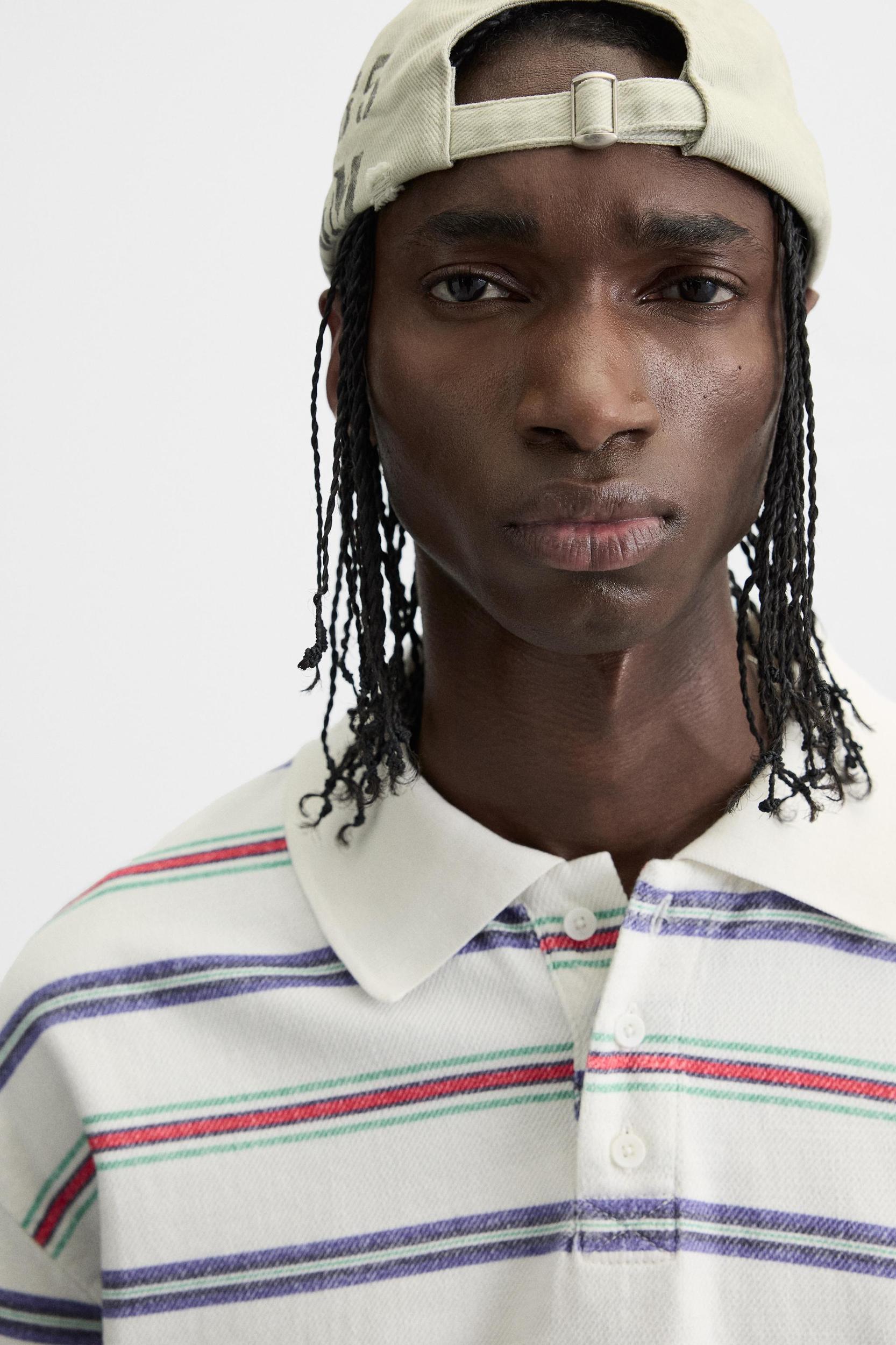 STRIPED LAYERED EFFECT POLO SHIRT Product Image