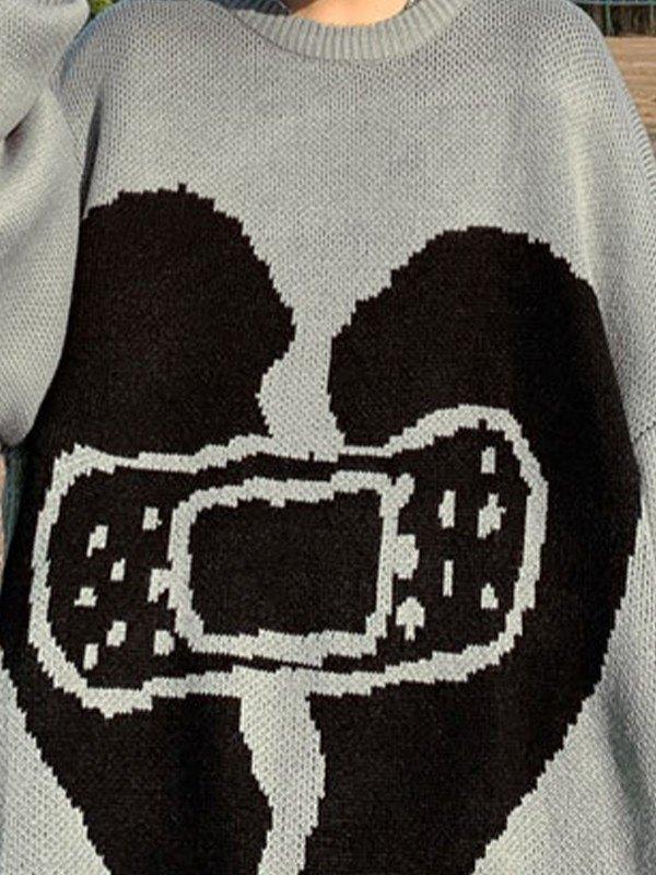 Men's Heart Jacquard Pullover Sweater Product Image