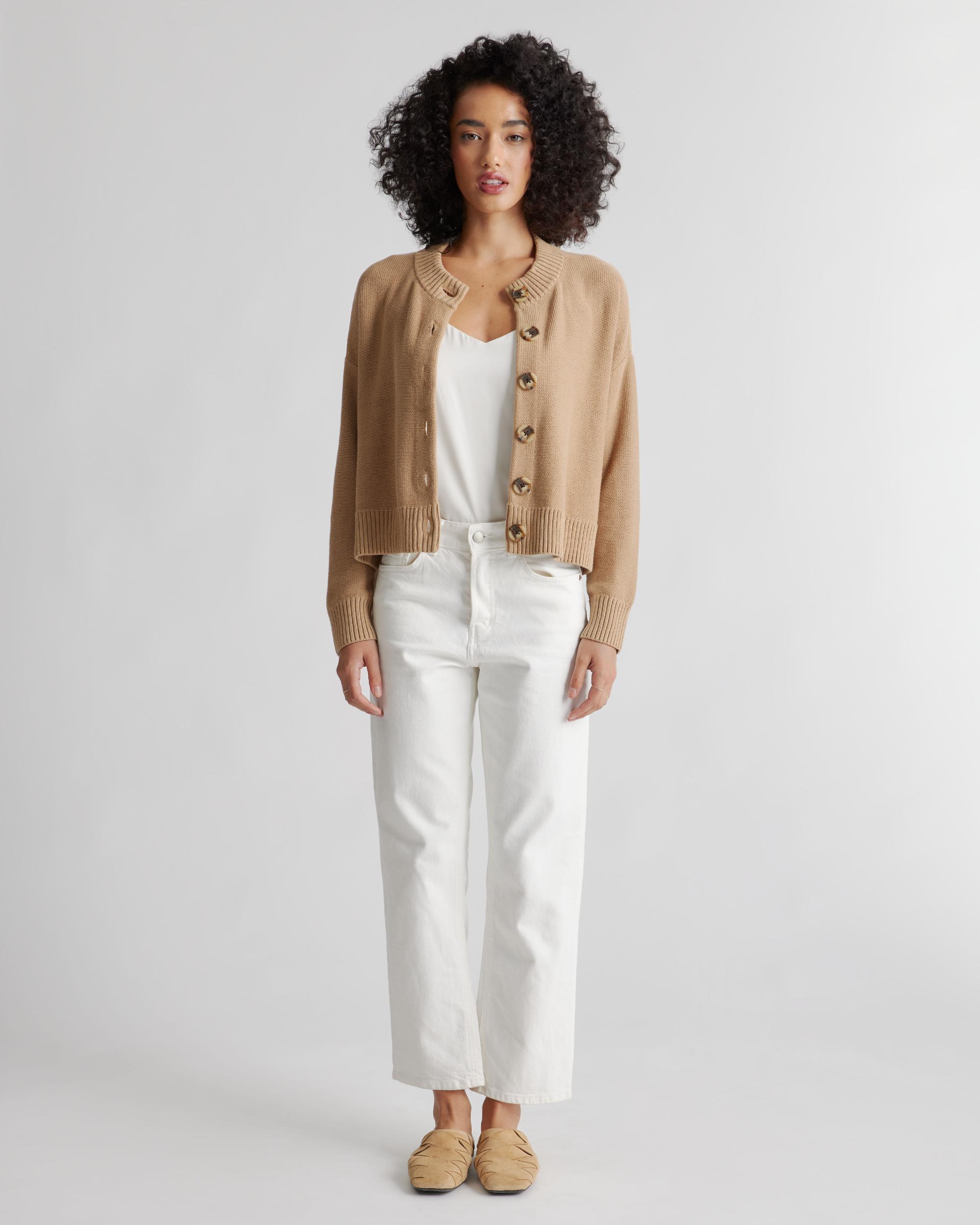 Quince | Women's Cropped Cardigan Sweater Organic Cotton Product Image