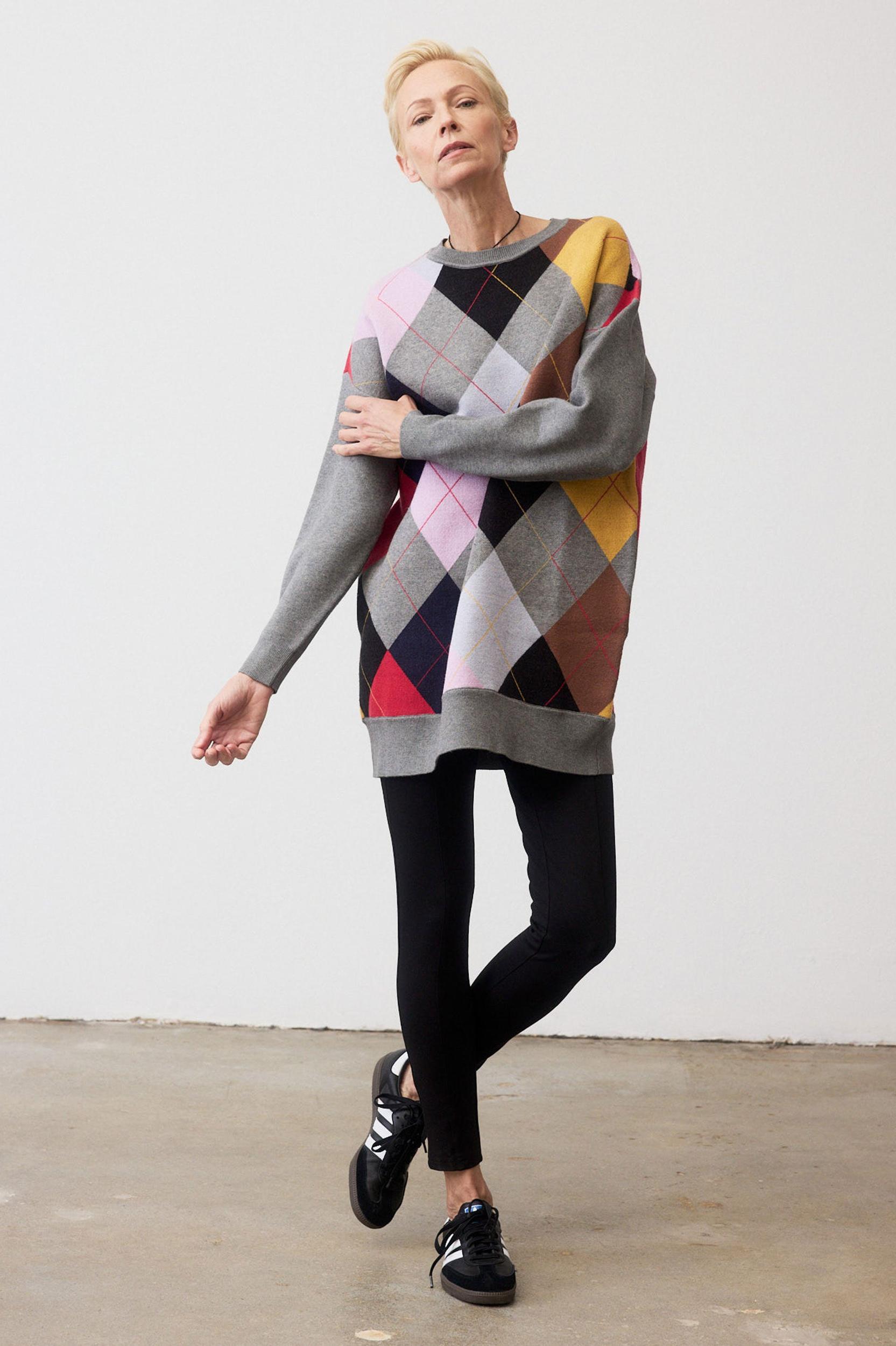 Argyle Crewneck Sweater Dress Product Image