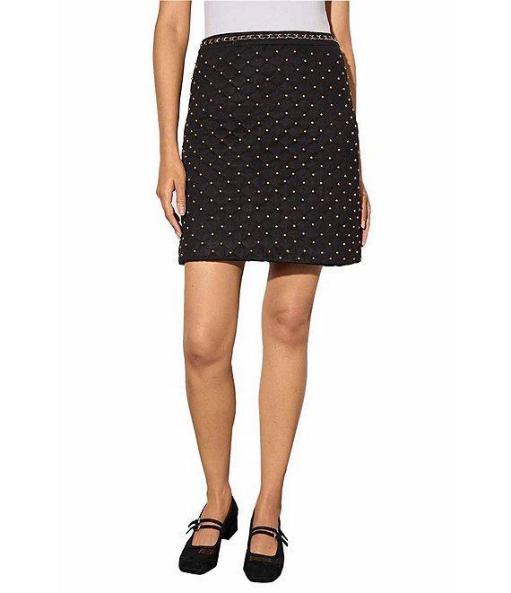 Ming Wang Faux Suede Stud and Braided Chain Embellished Pencil Skirt Product Image